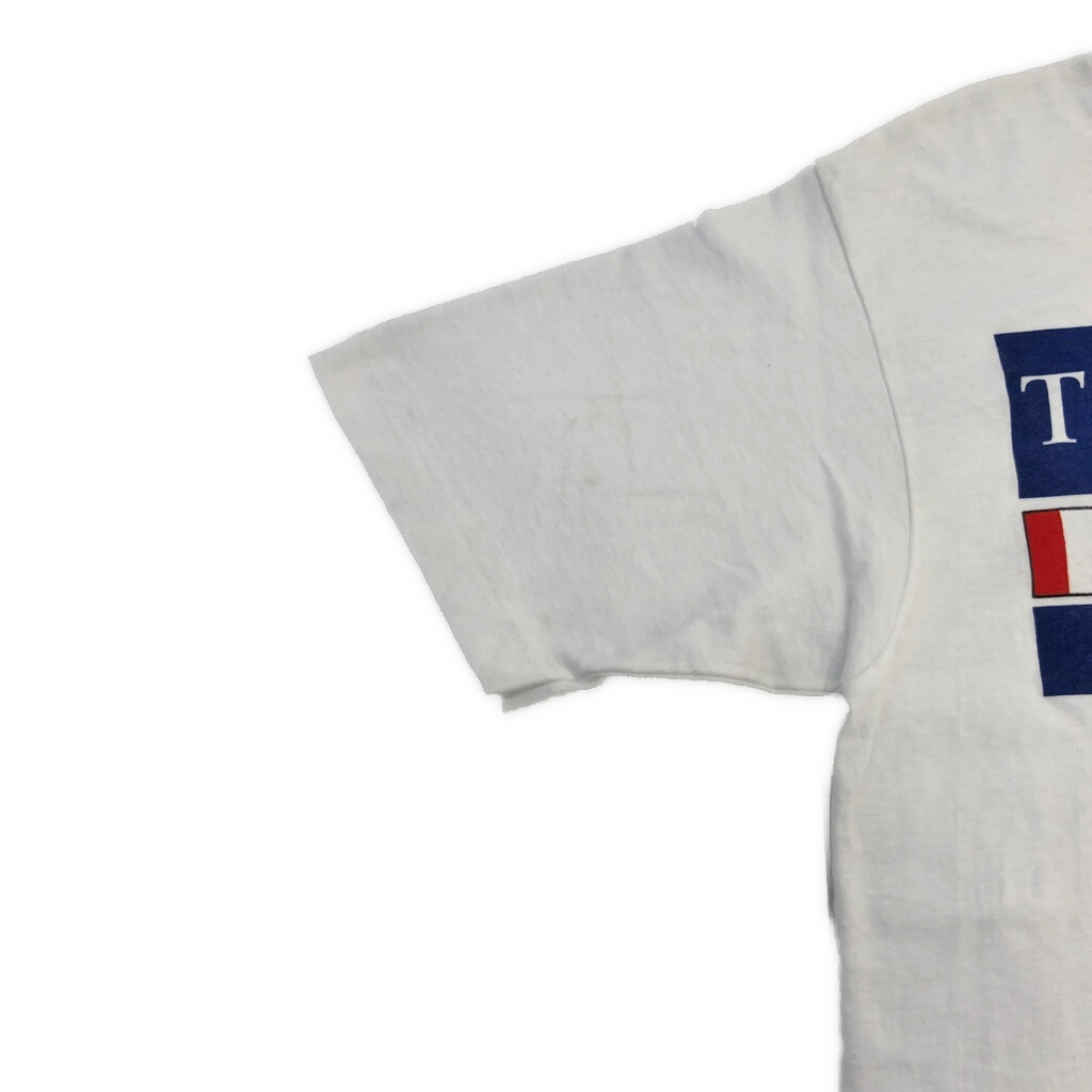 90年代 USA製 TRILOGY 半袖Ｔシャツ 企業ロゴ ホワイト(メンズ L)中古 古着 T8478_画像4