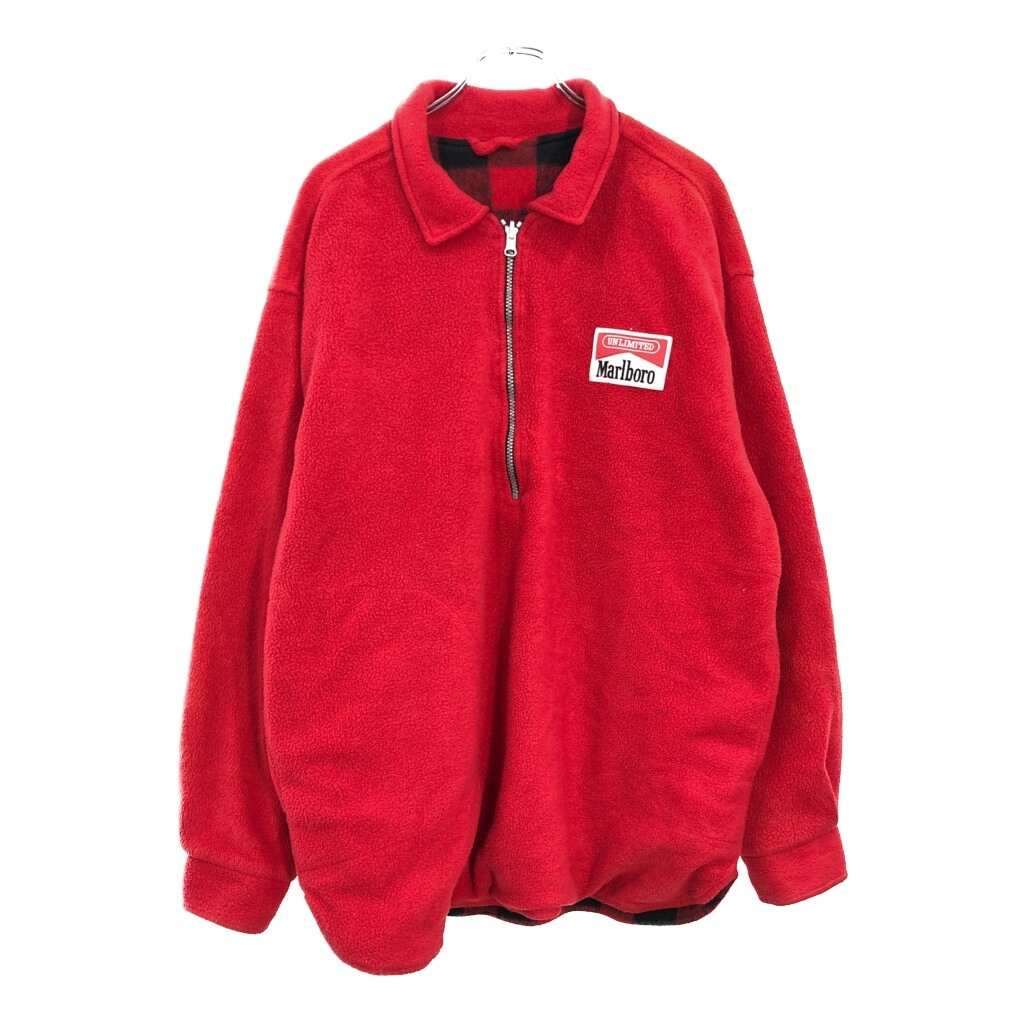 Marlboro Marlboro половина Zip флис рубашка Buffalo проверка красный ( мужской L) б/у б/у одежда U4017 1 иен старт 