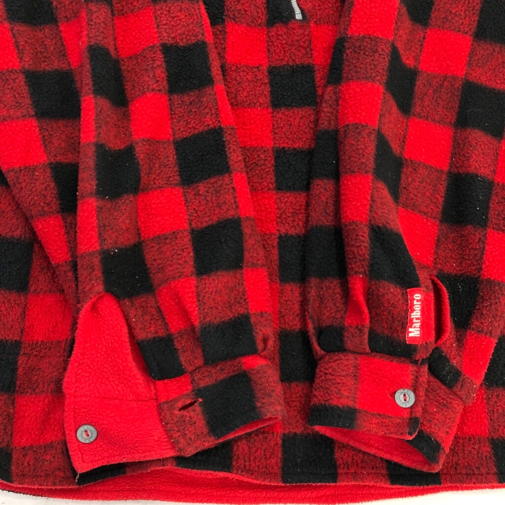 Marlboro Marlboro половина Zip флис рубашка Buffalo проверка красный ( мужской L) б/у б/у одежда U4017 1 иен старт 