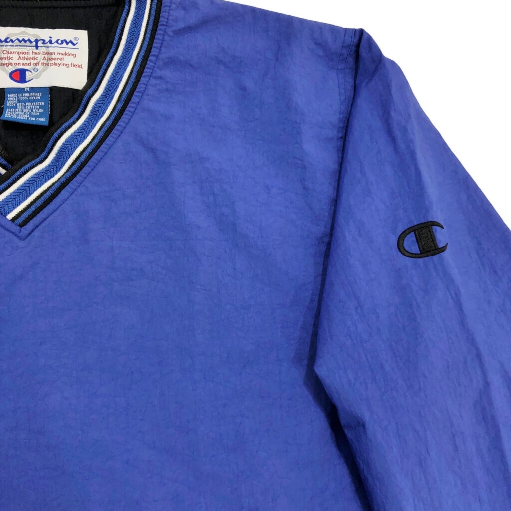 Champion チャンピオン Vネック プルオーバージャケット ブルー(メンズ M)中古 古着 U5581 1円スタート_画像4
