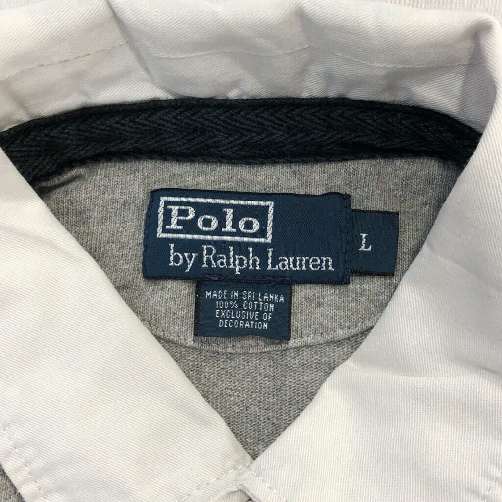 Polo by Ralph Lauren ポロ ラルフローレン ラガーシャツ グレー(メンズ L)中古 古着 U6038 1円スタート_画像3