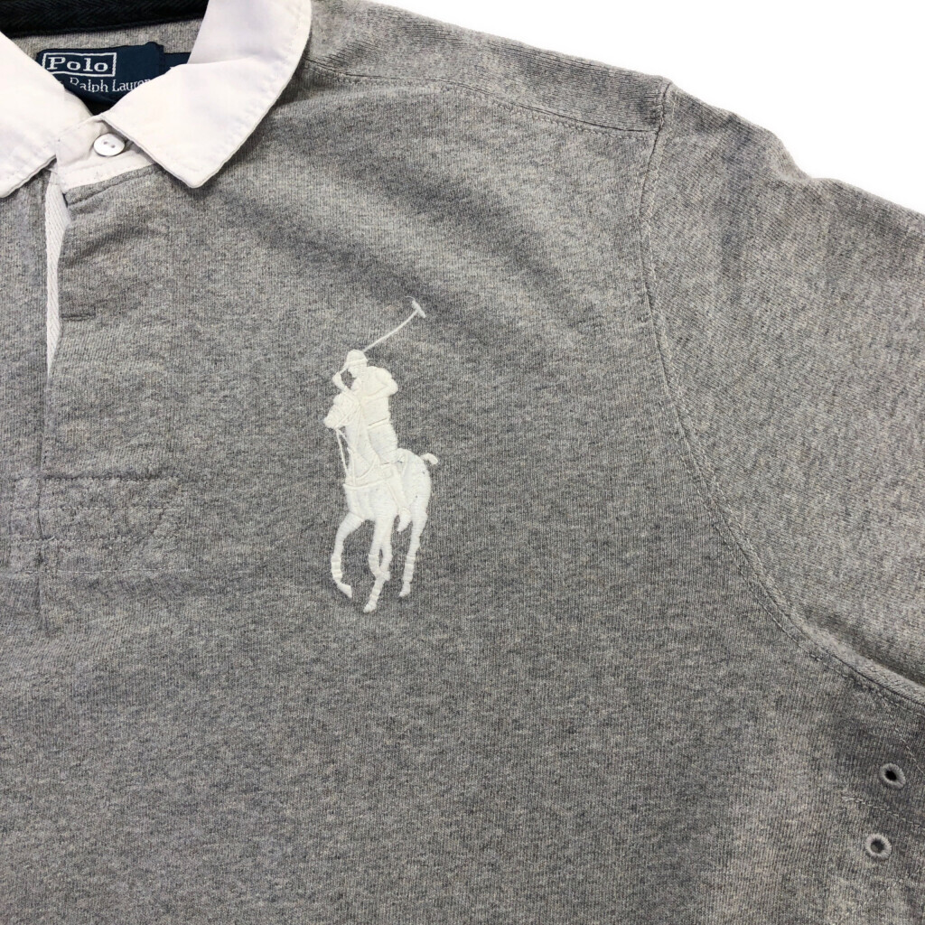 Polo by Ralph Lauren ポロ ラルフローレン ラガーシャツ グレー(メンズ L)中古 古着 U6038 1円スタート_画像4