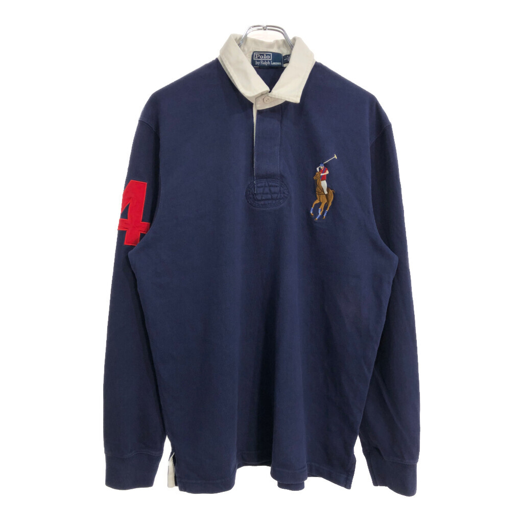 Polo by Ralph Lauren ポロ ラルフローレン ラガーシャツ ネイビー(メンズ L)中古 古着 U6040 1円スタート_画像1