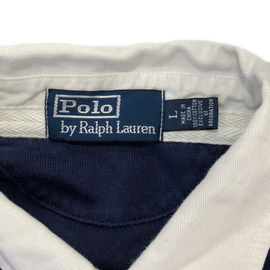 Polo by Ralph Lauren ポロ ラルフローレン ラガーシャツ ネイビー(メンズ L)中古 古着 U6040 1円スタート_画像3