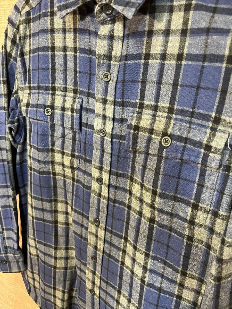 エルエルビーン 長袖コットンシャツ M ブルー×グレー×ブラック チェック L.L.Bean VINTAGE ビンテージオールド古着 断捨離_画像2