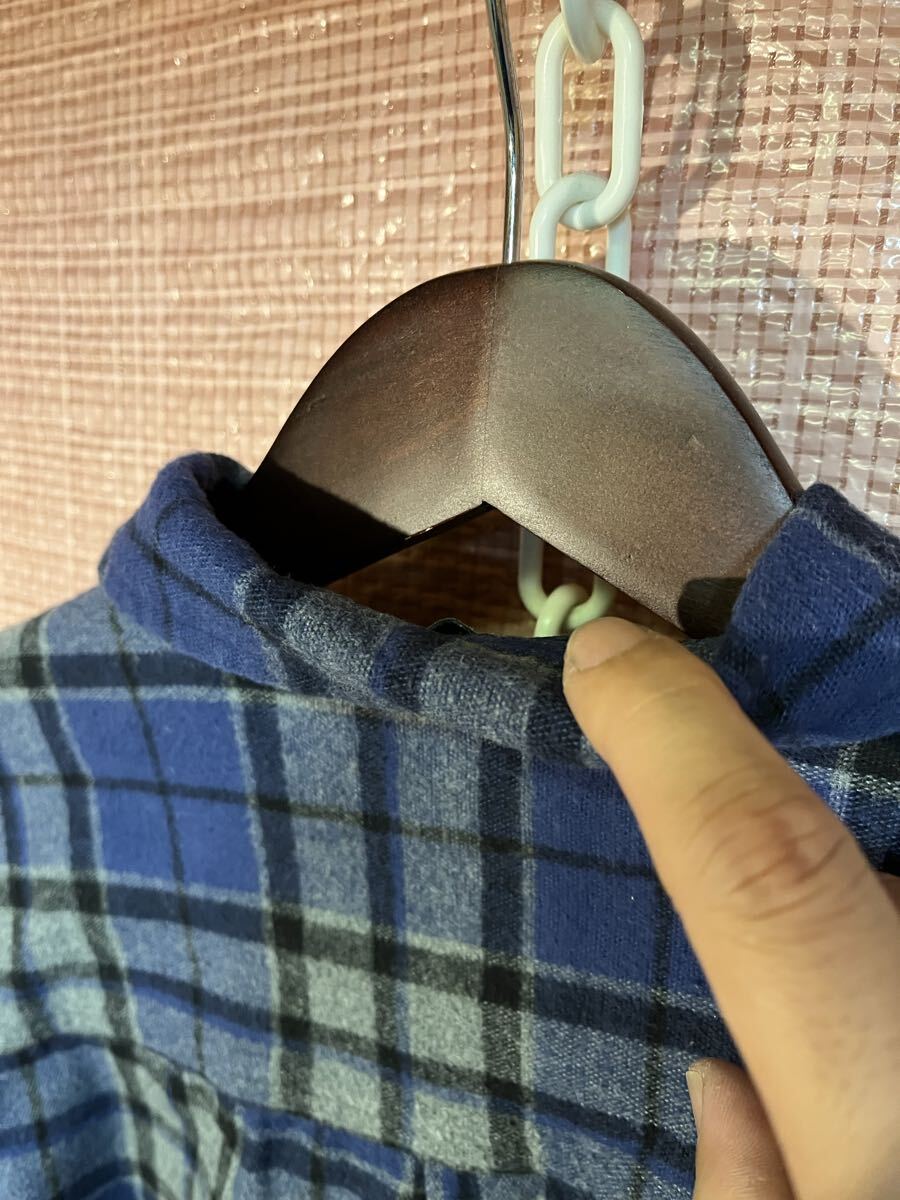 エルエルビーン 長袖コットンシャツ M ブルー×グレー×ブラック チェック L.L.Bean VINTAGE ビンテージオールド古着 断捨離_画像7