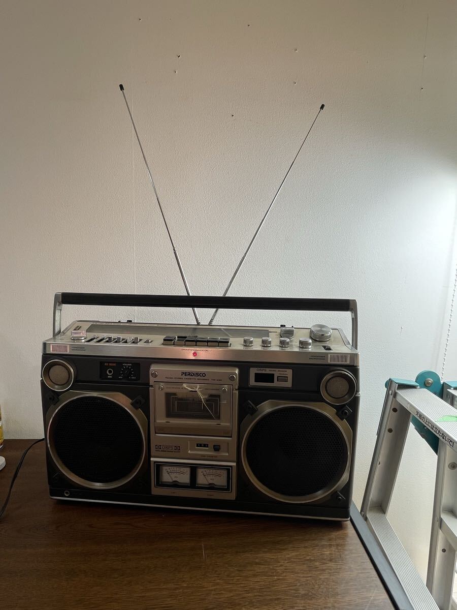 11.13.19 140 通電確認品 AM FM 視聴OK カセット不動　他詳細未確認　 昭和レトロ　TRK-8180 HITACHI カセットレコーダー　_画像1