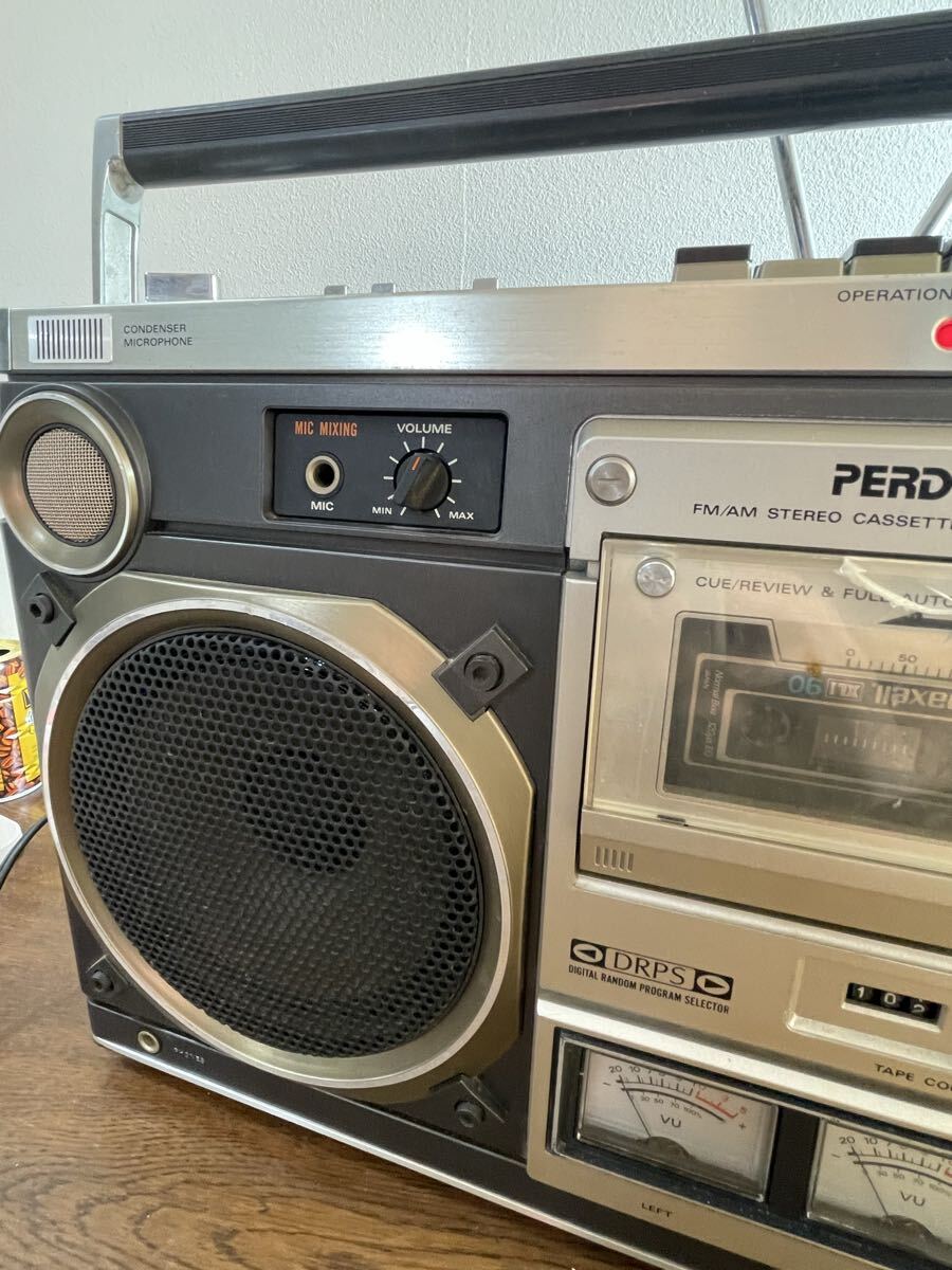 11.13.19 140 通電確認品 AM FM 視聴OK カセット不動　他詳細未確認　 昭和レトロ　TRK-8180 HITACHI カセットレコーダー　_画像3