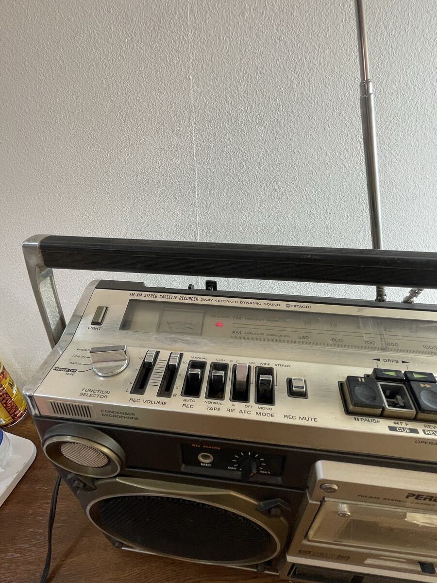 11.13.19 140 通電確認品 AM FM 視聴OK カセット不動　他詳細未確認　 昭和レトロ　TRK-8180 HITACHI カセットレコーダー　_画像7