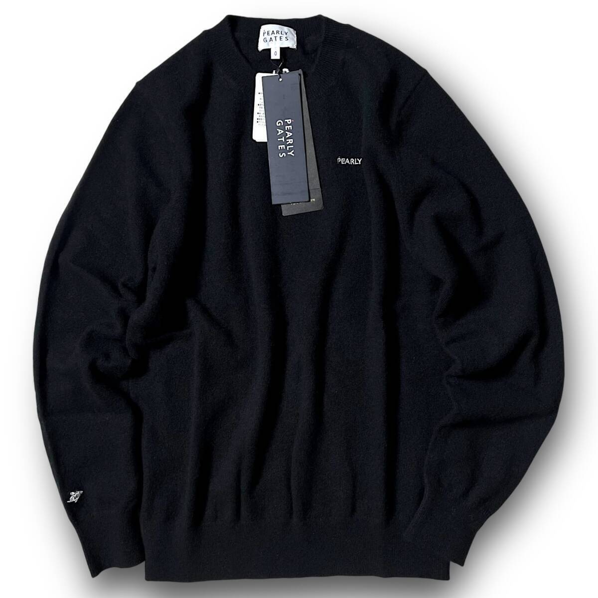 ◆新品 PEARLY GATES パーリーゲイツ 定価3.3万 ピュアカシミヤ ロゴ刺繍 長袖 クルーネック ニット セーター プルオーバー 1 M 秋冬 C601の画像9