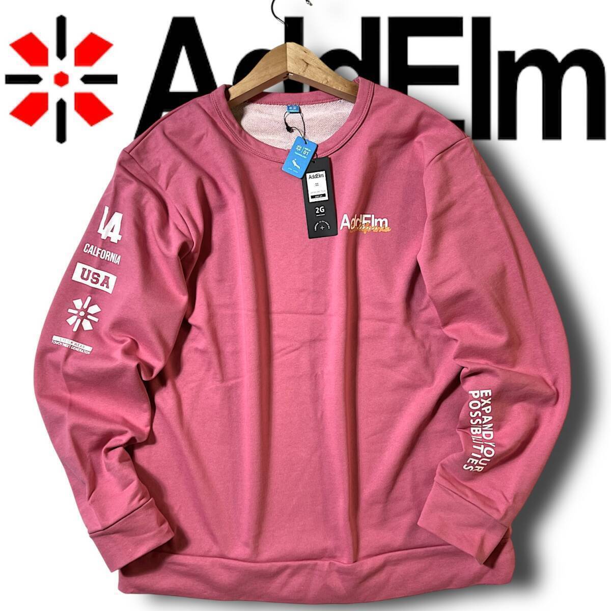 新品 AddElm アドエルム 定1.6万 日本製 袖プリント 休養&睡眠向上 長袖 スウェット トレーナー プルオーバー リカバリーウェア S B8726_画像1