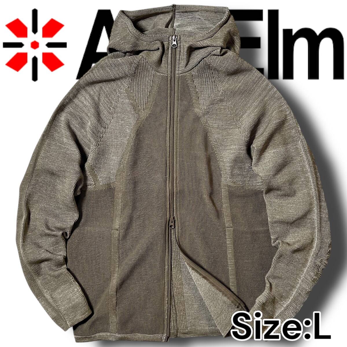 新品 AddElm in LUXE アドエルム 定3.1万 最高級ライン 日本製 ニット ジップパーカー フーディ ジャケット リカバリーウェア L B8782_画像1