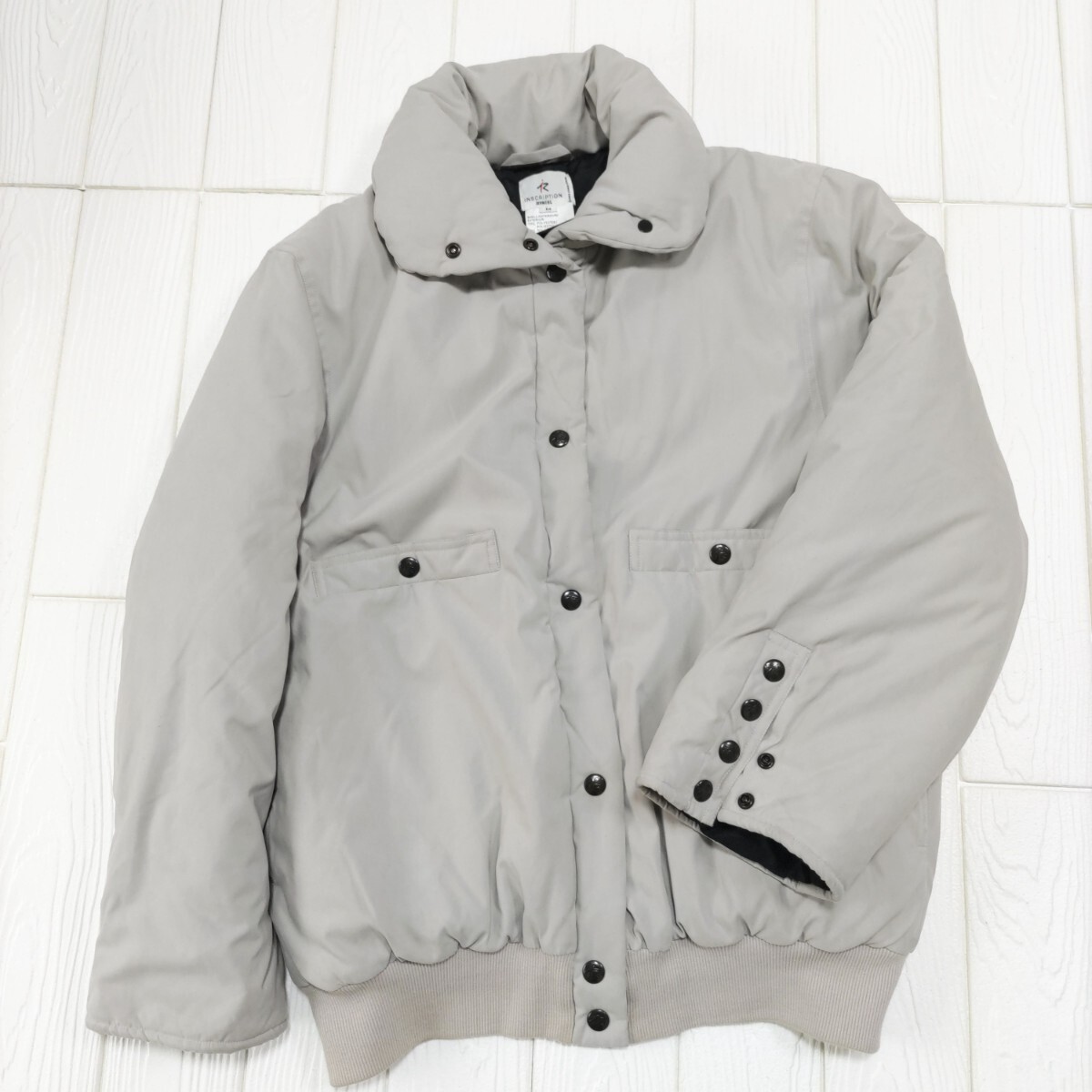 美品★INSCRIPTION RYKIEL/ソニアリキエルダウン風 中綿ジャケット 裏地シルク アイボリー 白系 軽い ふわふわ ゆったりデザイン 送料無料_画像3