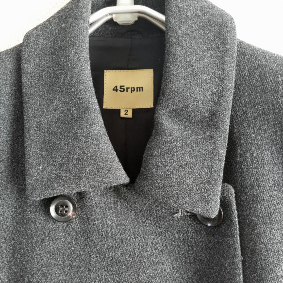 редкость не использовался *45rpm four чай пять W breast двойной жакет котороткое пальто . серый гибкий ткань общий обратная сторона женщина M бесплатная доставка