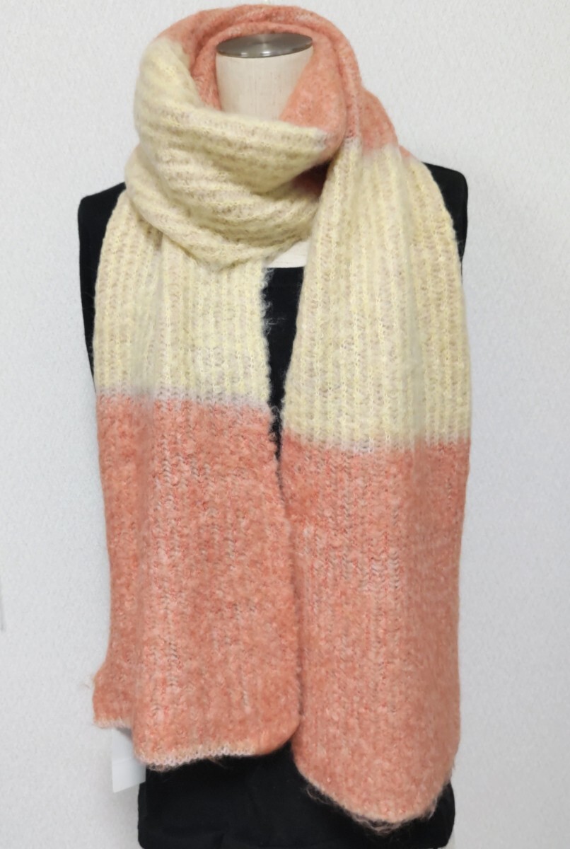 新品 即決 タグ付 ロング マフラー ストール ふわふわ 軽やか 暖か オーロラ㈱ 日本製 ピンクオレンジ パステルカラー 180cm 送料無料_画像6