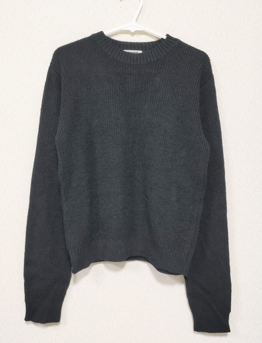 美品★zucca ズッカ/㈱イッセイミヤケ リブ編み ウール 長袖 ニット セーター 黒 ブラック シンプル 婦人 M 送料無料_画像6
