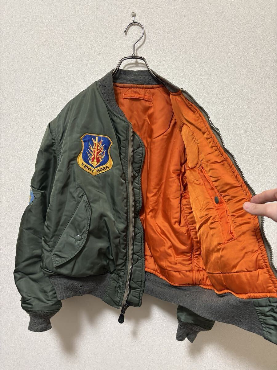 70s вооруженные силы США MA-1 8279E "куртка пилота" милитари Vintage нашивка большое количество ALPHA производства размер M*60s L-2B CWU-45 G-1 M-65 N-1 A-2