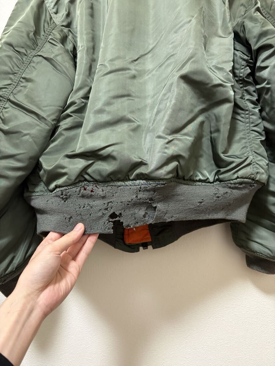 70s вооруженные силы США MA-1 8279E "куртка пилота" милитари Vintage нашивка большое количество ALPHA производства размер M*60s L-2B CWU-45 G-1 M-65 N-1 A-2