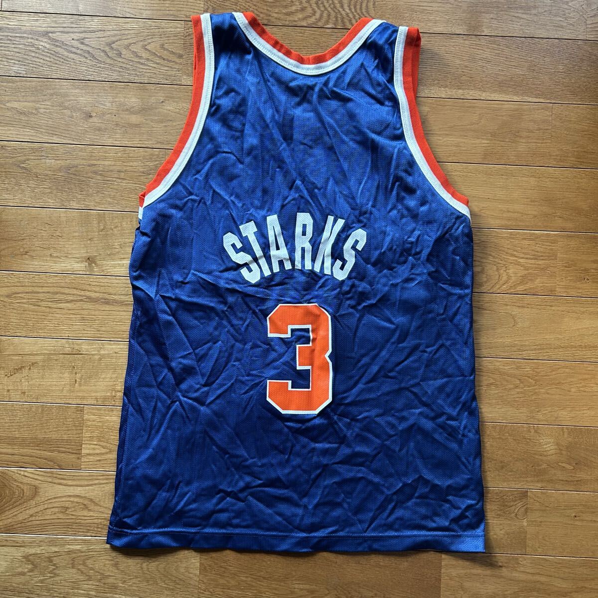 90s USA製 Champion NBA New York Knicks ゲームシャツ STARKS ニューヨーク ニックス_画像3