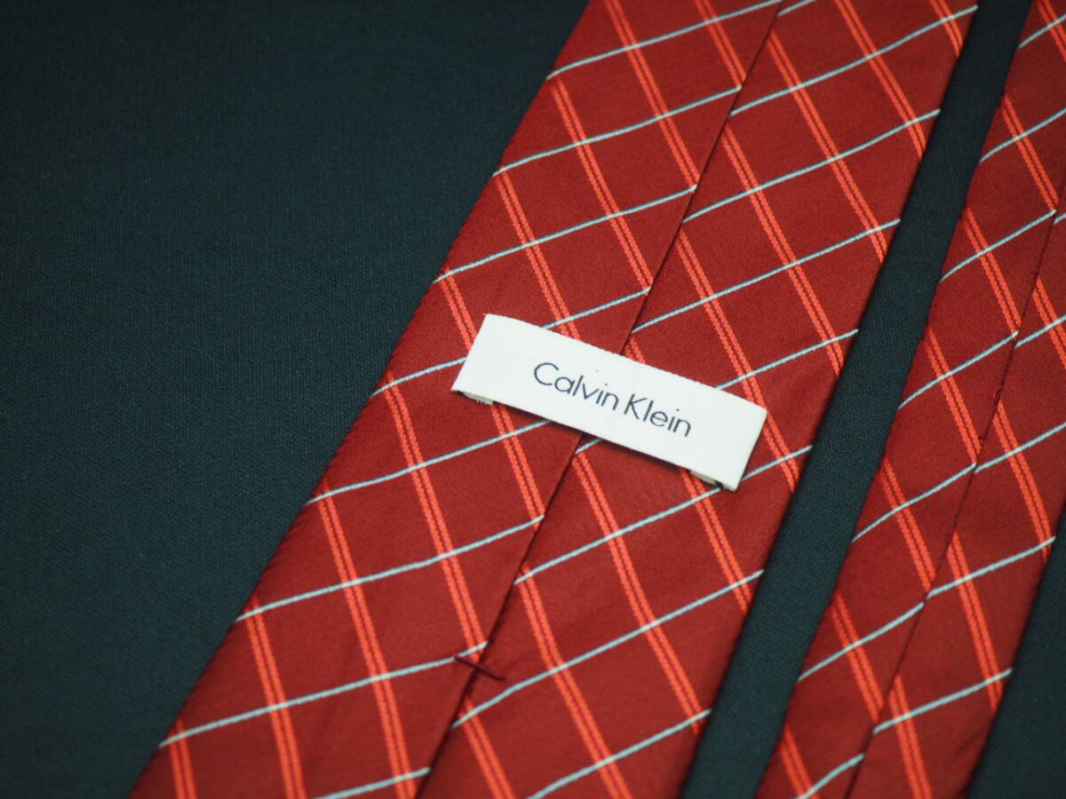  прекрасный товар [Calvin Klein Calvin Klein ] G1011 красный вино серия SILK бренд галстук б/у одежда хорошая вещь перепродажа скупка 