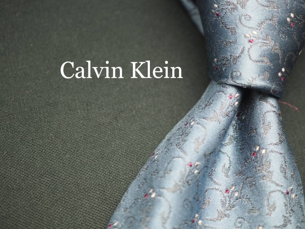 美品【Calvin Klein カルバンクライン】 G1364 グレー系 SILK ブランド ネクタイ 古着 良品 転売 仕入_画像1