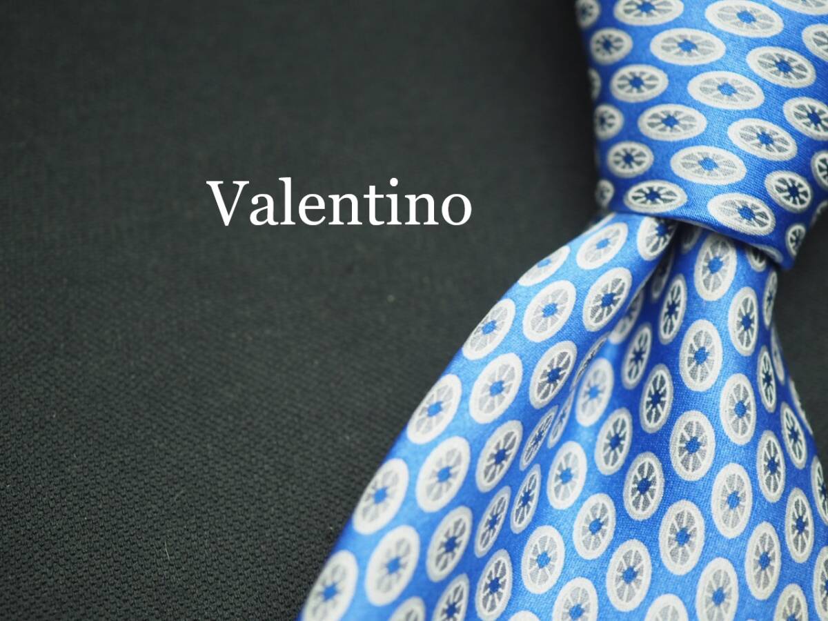 美品【VALENTINO ヴァレンティノ】 G1510 ブルー系 SILK ブランド ネクタイ 古着 良品 転売 仕入_画像1