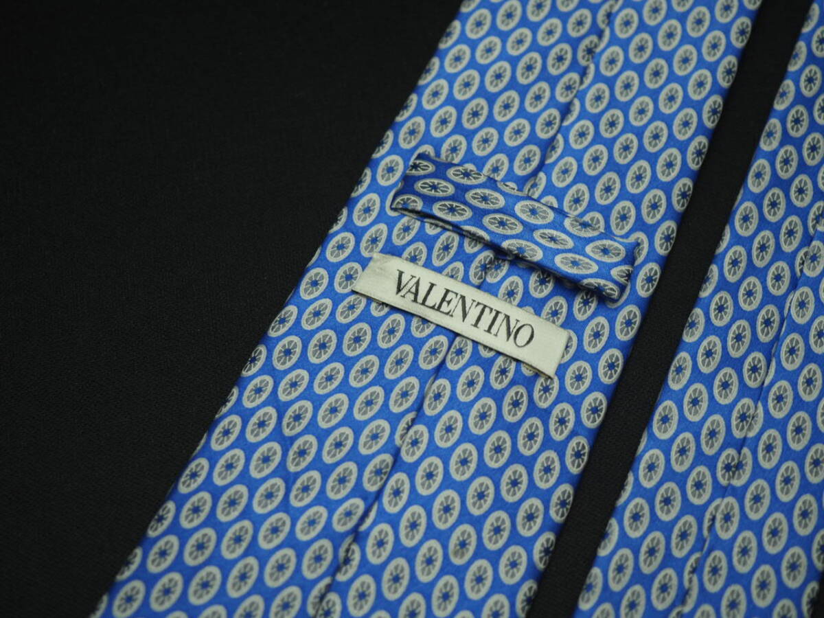 美品【VALENTINO ヴァレンティノ】 G1510 ブルー系 SILK ブランド ネクタイ 古着 良品 転売 仕入_画像4