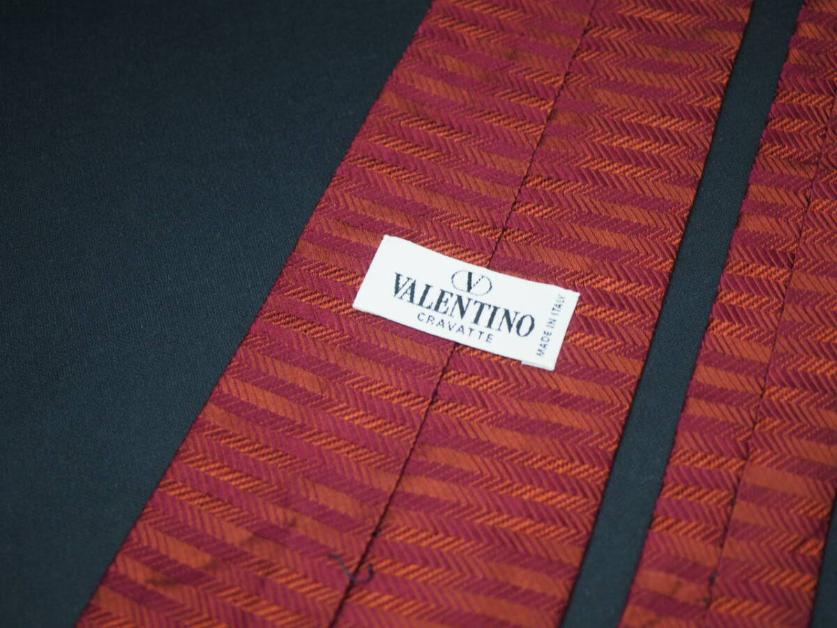 【VALENTINO ヴァレンティノ】 G1520 ワイン系 SILK ブランド ネクタイ 古着 良品 転売 仕入_画像6