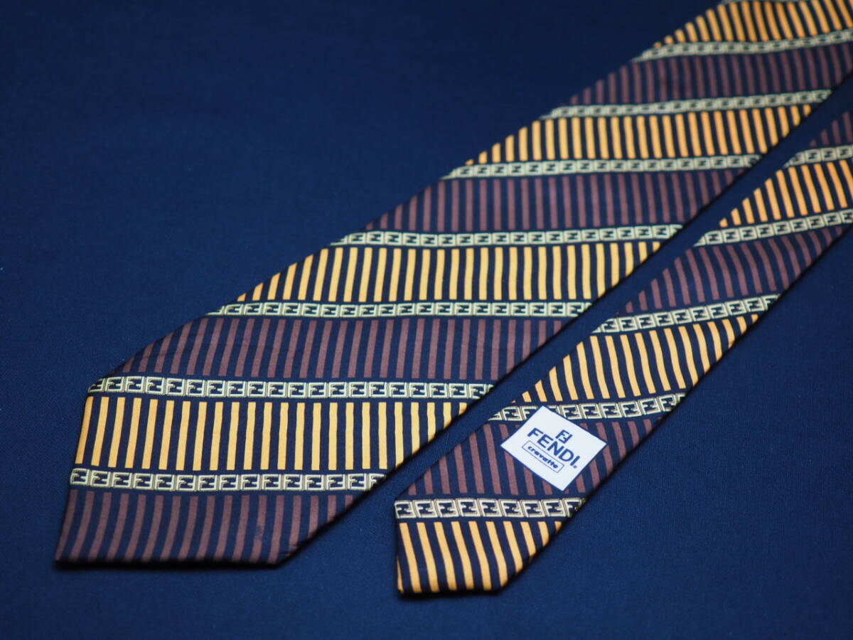  прекрасный товар [FENDI Fendi ] G1613 Logo SILK бренд галстук б/у одежда хорошая вещь перепродажа скупка 