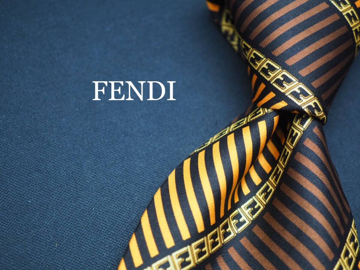  прекрасный товар [FENDI Fendi ] G1613 Logo SILK бренд галстук б/у одежда хорошая вещь перепродажа скупка 
