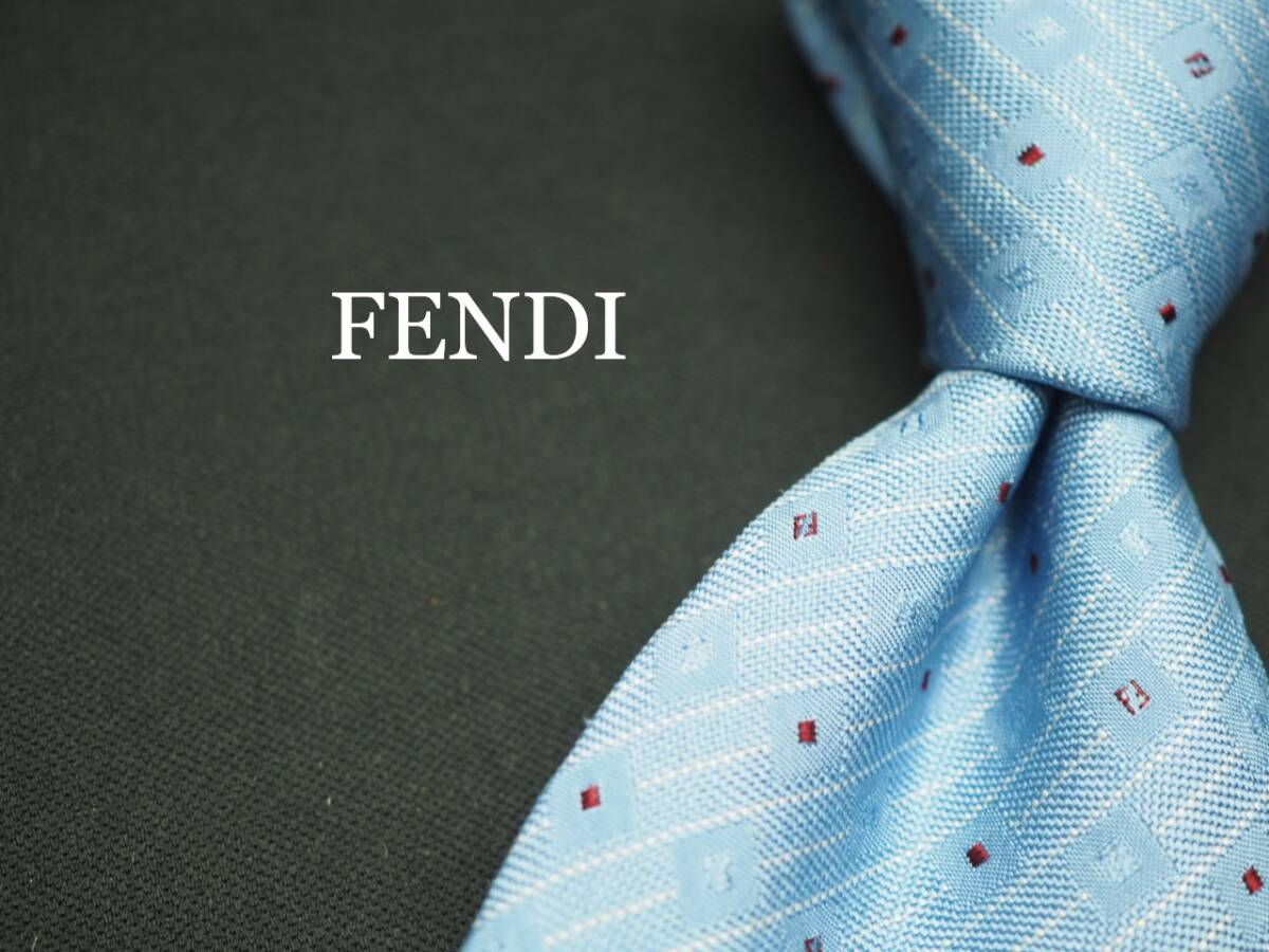  прекрасный товар [FENDI Fendi ] G1621 Logo бледно-голубой серия SILK бренд галстук б/у одежда хорошая вещь перепродажа скупка 