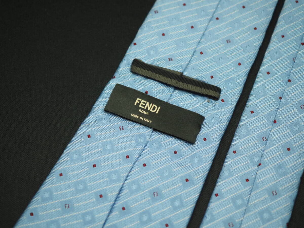  прекрасный товар [FENDI Fendi ] G1621 Logo бледно-голубой серия SILK бренд галстук б/у одежда хорошая вещь перепродажа скупка 