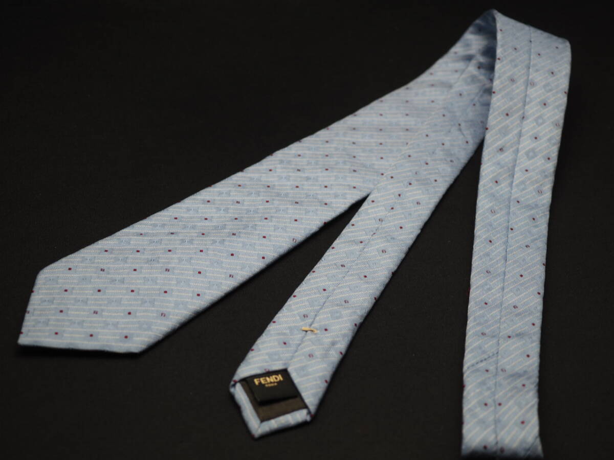  прекрасный товар [FENDI Fendi ] G1621 Logo бледно-голубой серия SILK бренд галстук б/у одежда хорошая вещь перепродажа скупка 
