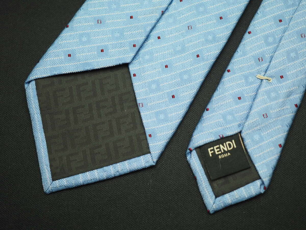  прекрасный товар [FENDI Fendi ] G1621 Logo бледно-голубой серия SILK бренд галстук б/у одежда хорошая вещь перепродажа скупка 