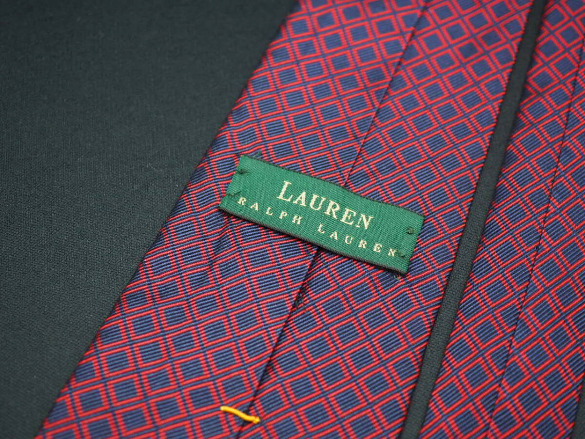 美品【Ralph Lauren ラルフローレン】 G1661 ITALY ワイン ネイビー SILK ブランド ネクタイ 古着 良品 転売 仕入_画像4