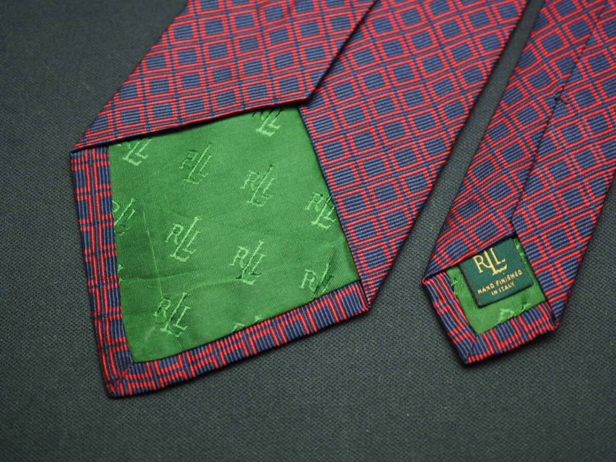 美品【Ralph Lauren ラルフローレン】 G1661 ITALY ワイン ネイビー SILK ブランド ネクタイ 古着 良品 転売 仕入_画像5