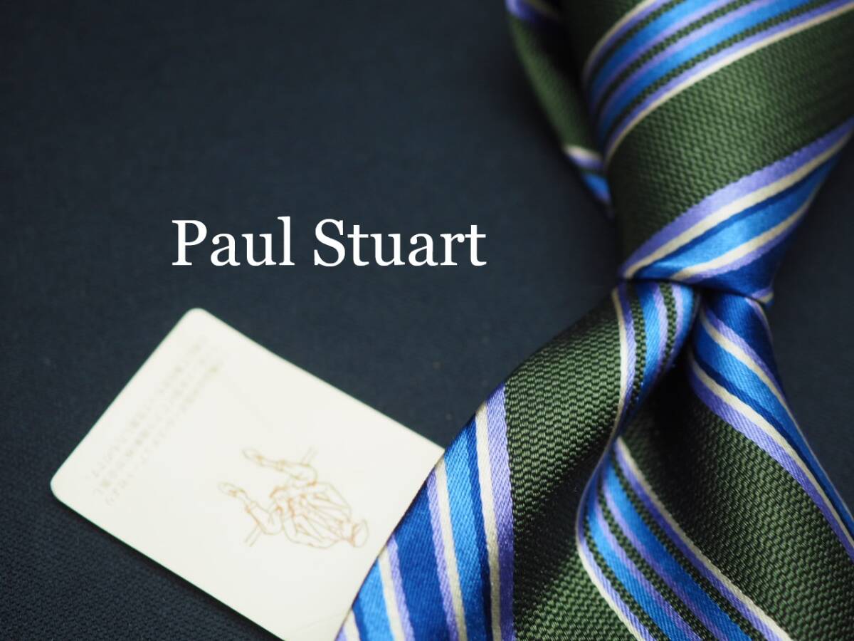  не использовался товар [Paul Stuart paul (pole) Stuart ] G1760 зеленый оттенок голубого SILK бренд галстук б/у одежда хорошая вещь перепродажа скупка 