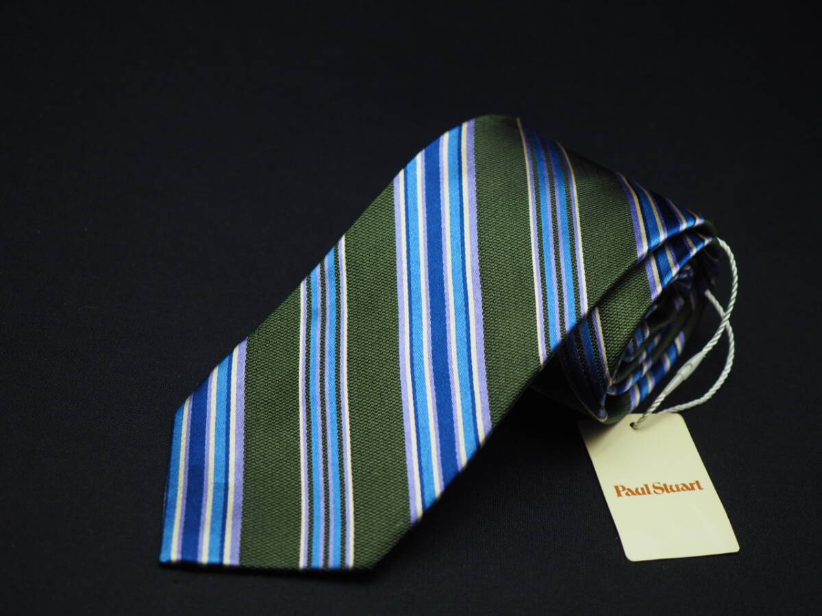  не использовался товар [Paul Stuart paul (pole) Stuart ] G1760 зеленый оттенок голубого SILK бренд галстук б/у одежда хорошая вещь перепродажа скупка 