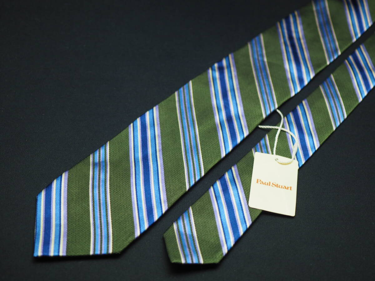  не использовался товар [Paul Stuart paul (pole) Stuart ] G1760 зеленый оттенок голубого SILK бренд галстук б/у одежда хорошая вещь перепродажа скупка 