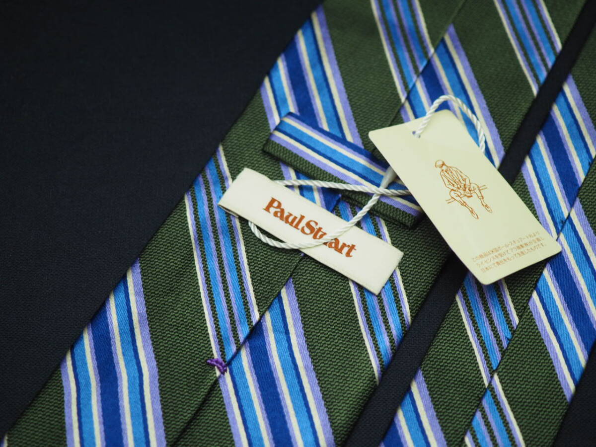  не использовался товар [Paul Stuart paul (pole) Stuart ] G1760 зеленый оттенок голубого SILK бренд галстук б/у одежда хорошая вещь перепродажа скупка 