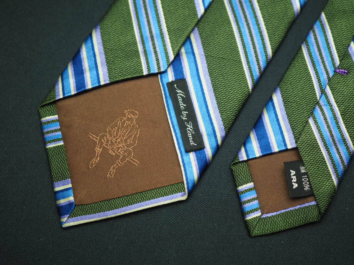  не использовался товар [Paul Stuart paul (pole) Stuart ] G1760 зеленый оттенок голубого SILK бренд галстук б/у одежда хорошая вещь перепродажа скупка 