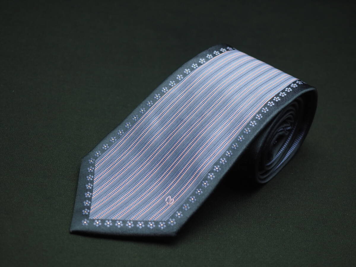 美品【Mila Schon ミラショーン】 G1816 ネイビーパープル系 SILK ブランド ネクタイ 古着 良品 転売 仕入_画像2