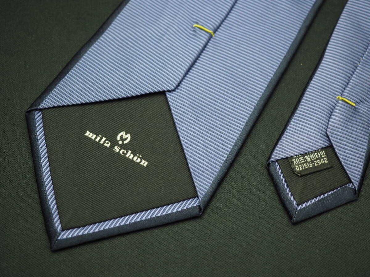 美品【Mila Schon ミラショーン】 G1816 ネイビーパープル系 SILK ブランド ネクタイ 古着 良品 転売 仕入_画像5