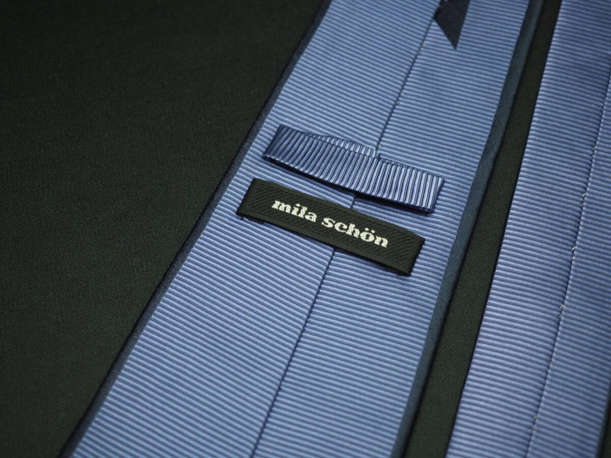 美品【Mila Schon ミラショーン】 G1816 ネイビーパープル系 SILK ブランド ネクタイ 古着 良品 転売 仕入_画像4