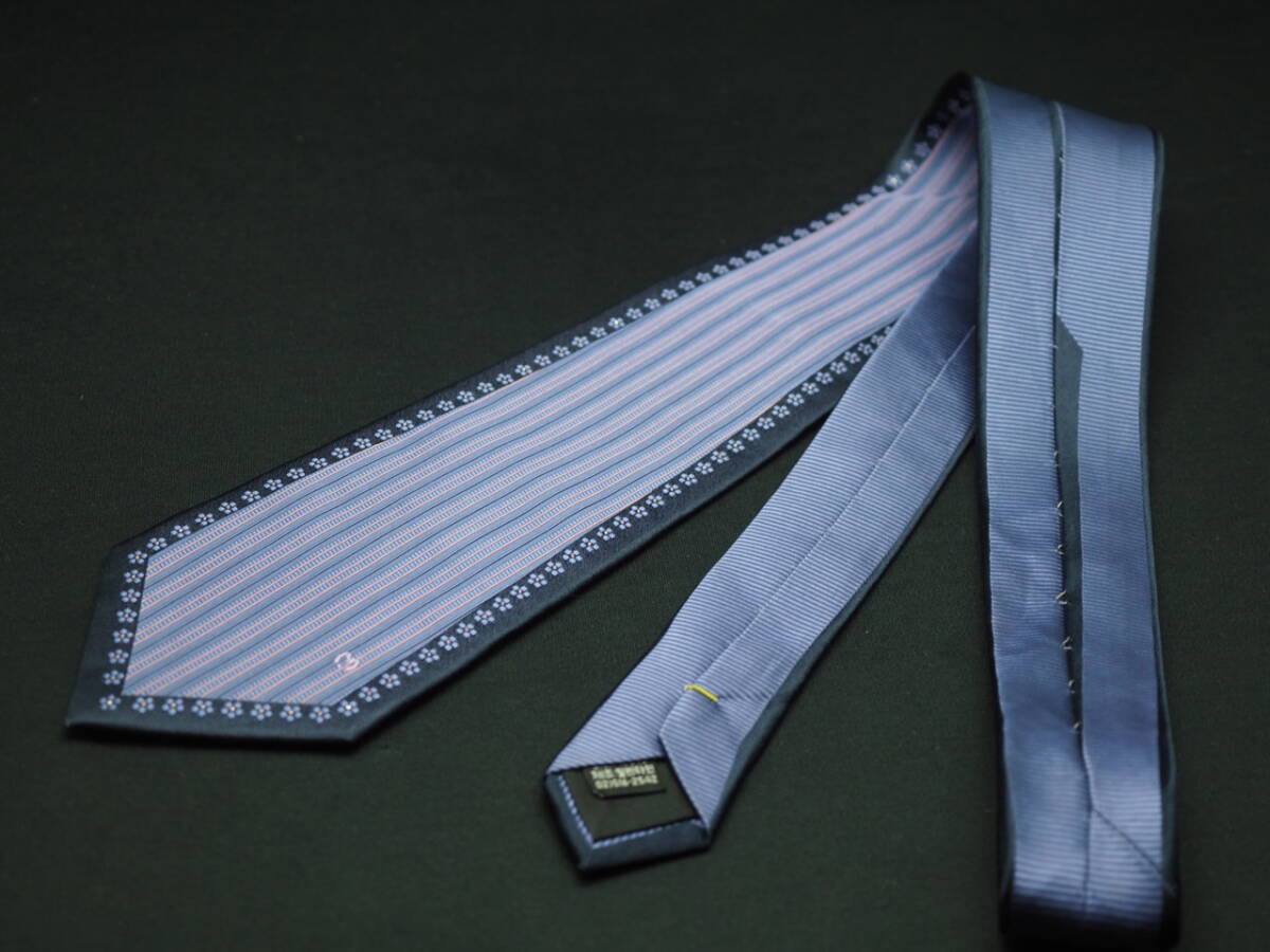 美品【Mila Schon ミラショーン】 G1816 ネイビーパープル系 SILK ブランド ネクタイ 古着 良品 転売 仕入_画像6