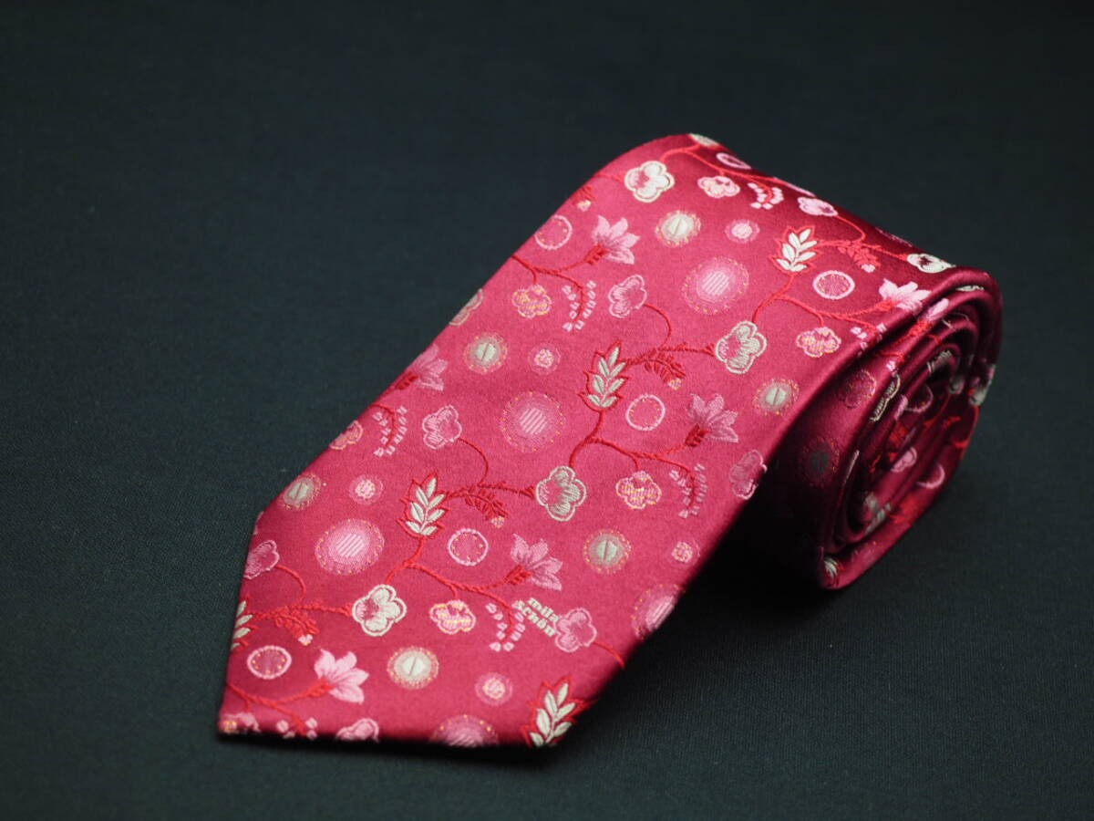 美品【Mila Schon ミラショーン】 G1817 ワイン系 SILK ブランド ネクタイ 古着 良品 転売 仕入_画像2
