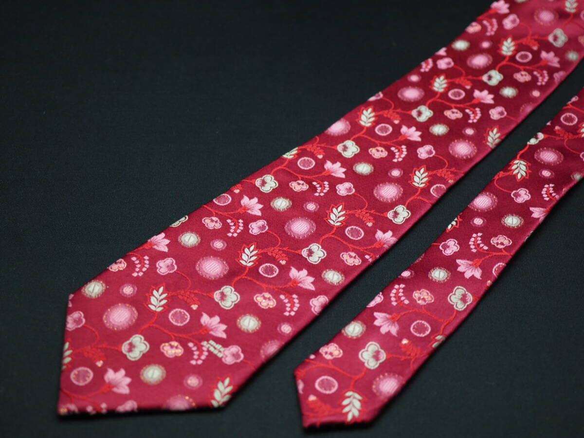 美品【Mila Schon ミラショーン】 G1817 ワイン系 SILK ブランド ネクタイ 古着 良品 転売 仕入_画像3