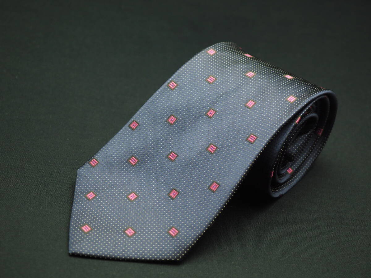 美品【Mila Schon ミラショーン】 G1823 ネイビー系 SILK ブランド ネクタイ 古着 良品 転売 仕入_画像2