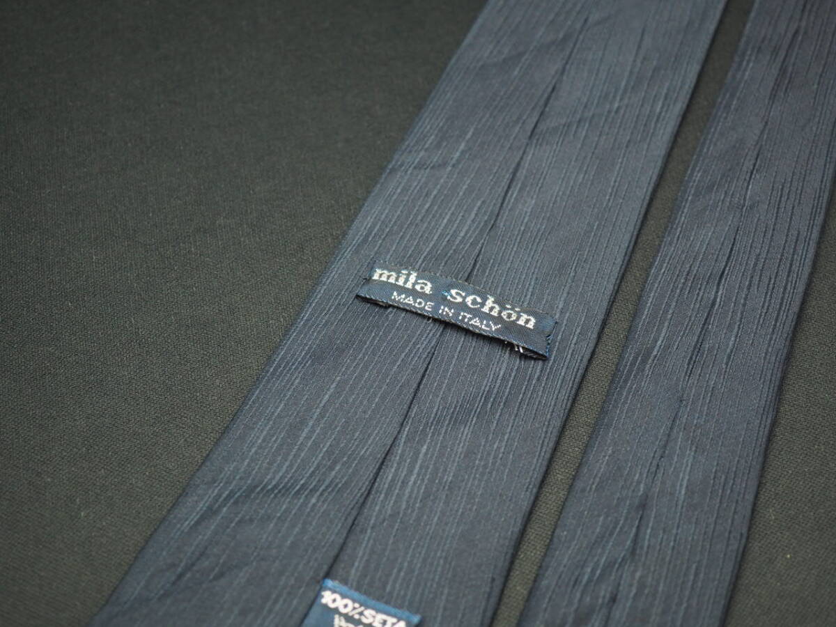 美品【Mila Schon ミラショーン】 G1833 ITALY ネイビー系 SILK ブランド ネクタイ 古着 良品 転売 仕入_画像4