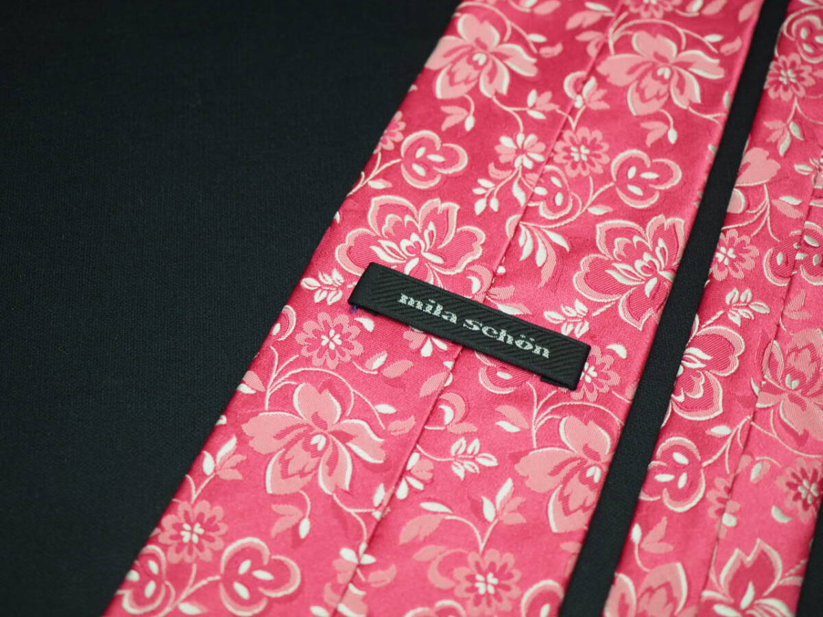 美品【Mila Schon ミラショーン】 G1838 ピンク系 SILK ブランド ネクタイ 古着 良品 転売 仕入_画像4